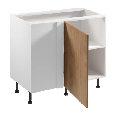 Verlängerter Eckschrank SALERNO – Breite 100 cm, weiß/Eiche