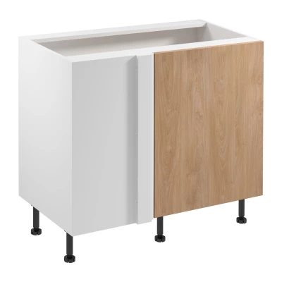 Verlängerter Eckschrank SALERNO – Breite 100 cm, weiß/Eiche
