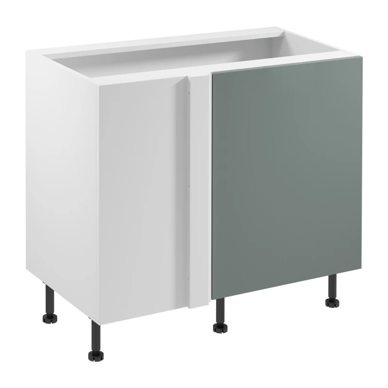 Verlängerter Eckschrank SALERNO – Breite 100 cm, weiß/grün