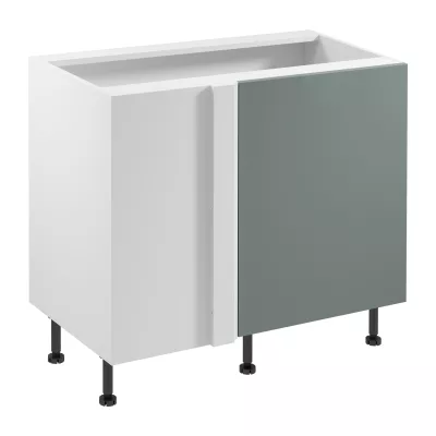 Verlängerter Eckschrank SALERNO – Breite 100 cm, weiß/grün
