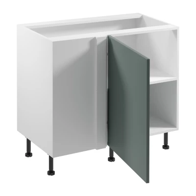 Verlängerter Eckschrank SALERNO – Breite 100 cm, weiß/grün