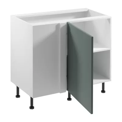 Verlängerter Eckschrank SALERNO – Breite 100 cm, weiß/grün