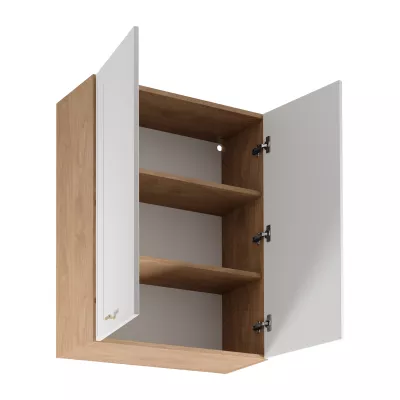 Hoher Küchenoberschrank SALERNO – Breite 80 cm, Eiche/Weiß