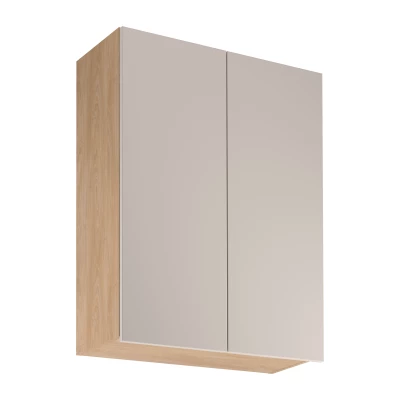 Hoher Küchenoberschrank SALERNO – Breite 80 cm, Eiche/Beige