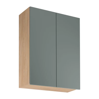 Hoher Küchenoberschrank SALERNO – Breite 80 cm, Eiche/Grün