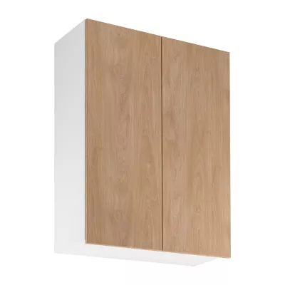 Hoher Küchenoberschrank SALERNO – Breite 80 cm, weiß/Eiche