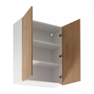 Hoher Küchenoberschrank SALERNO – Breite 80 cm, weiß/Eiche