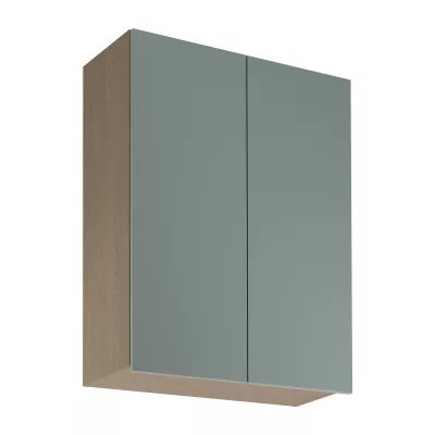 Hoher Küchenoberschrank SALERNO – Breite 80 cm, Farbe: Baltic Storm / Grün