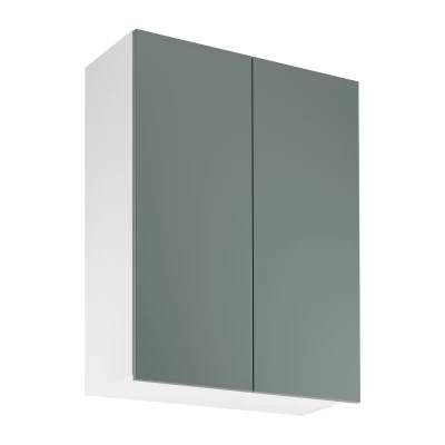 Hoher Küchenoberschrank SALERNO – Breite 80 cm, weiß/grün