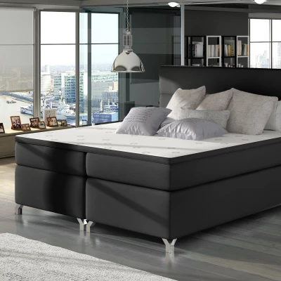 Doppelbett ESTORIA 160x200 - schwarzes Öko-Leder