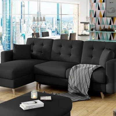 Ecksofa SASHA - schwarzes Öko-Leder