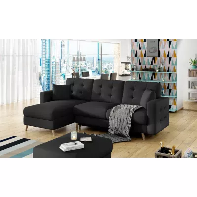 Ecksofa SASHA - schwarzes Öko-Leder