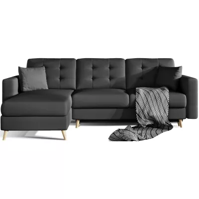 Ecksofa SASHA - schwarzes Öko-Leder