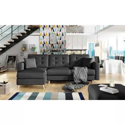 Ecksofa SASHA - schwarzes Öko-Leder