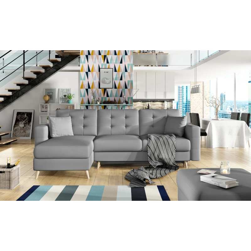 Ecksofa SASHA - graues Öko-Leder