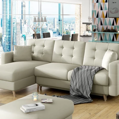 Ecksofa SASHA - beiges Öko-Leder