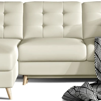 Ecksofa SASHA - beiges Öko-Leder