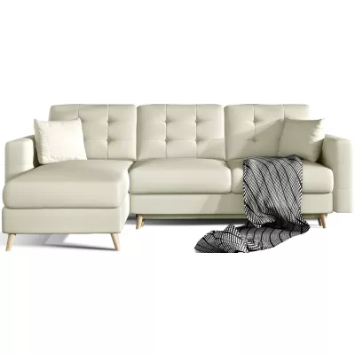 Ecksofa SASHA - beiges Öko-Leder