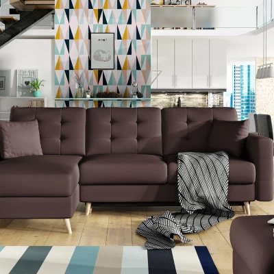 Ecksofa SASHA - braunes Öko-Leder