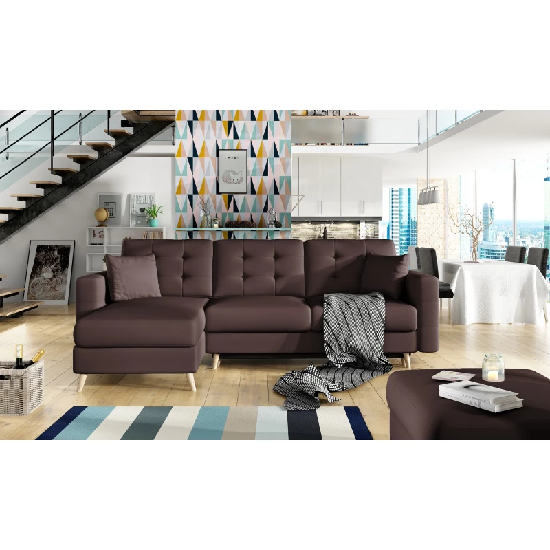 Ecksofa SASHA - braunes Öko-Leder
