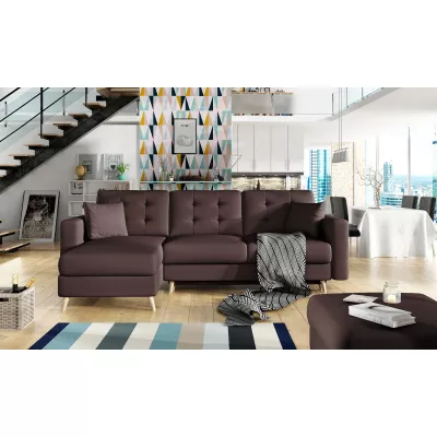 Ecksofa SASHA - braunes Öko-Leder