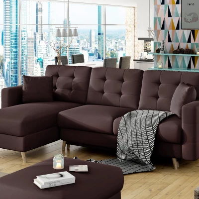 Ecksofa SASHA - braunes Öko-Leder