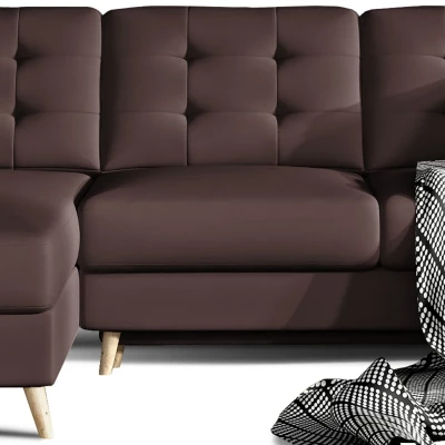 Ecksofa SASHA - braunes Öko-Leder