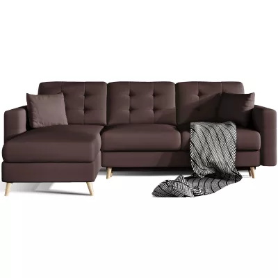 Ecksofa SASHA - braunes Öko-Leder
