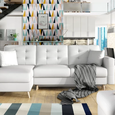 Ecksofa SASHA - weißes Öko-Leder