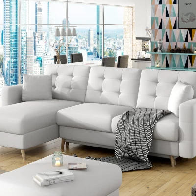 Ecksofa SASHA - weißes Öko-Leder