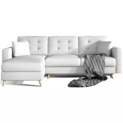 Ecksofa SASHA - weißes Öko-Leder
