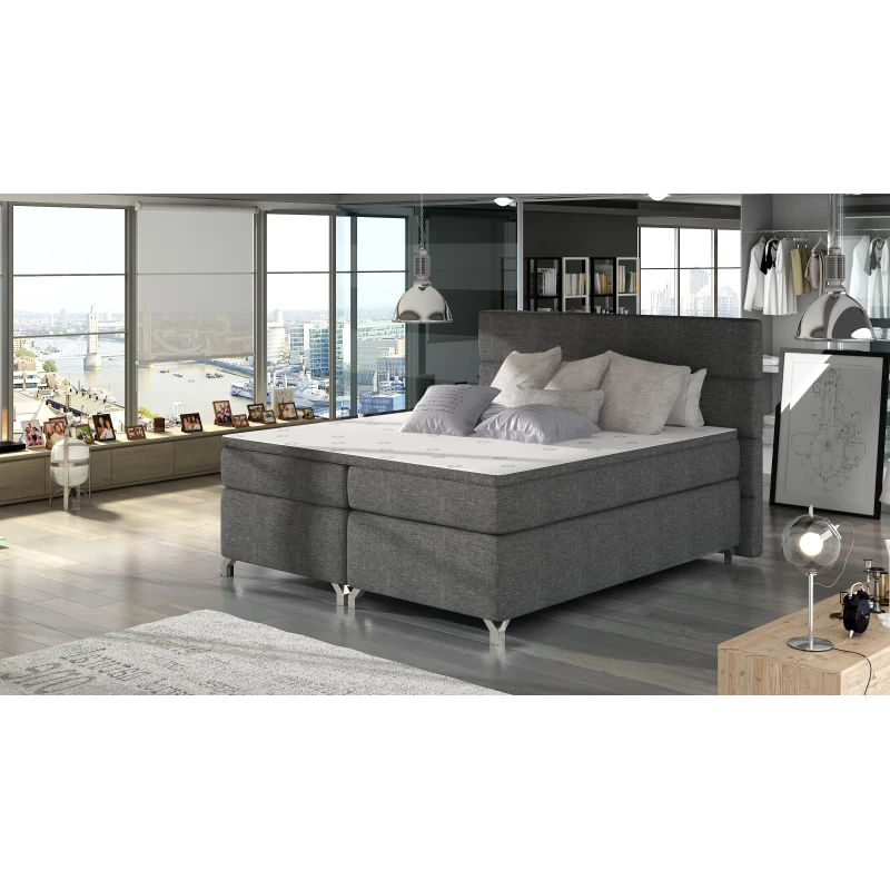 Kontinentales Bett mit Stauraum ESTORIA 180x200 - Anthrazit