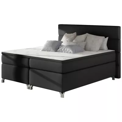 Kontinentales Bett mit Stauraum ESTORIA 180x200 - schwarzes Öko-Leder