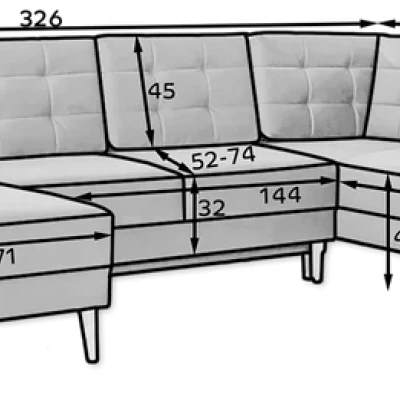 U-förmiges Sofa SASHA – hellbeige