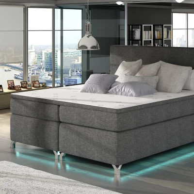 Doppelbett mit Beleuchtung 180x200 ESTORIA - Dunkelgrau