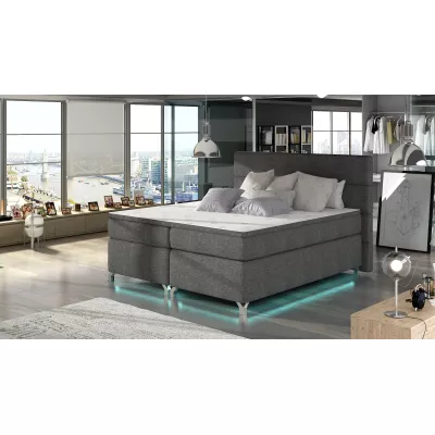 Doppelbett mit Beleuchtung 180x200 ESTORIA - Dunkelgrau