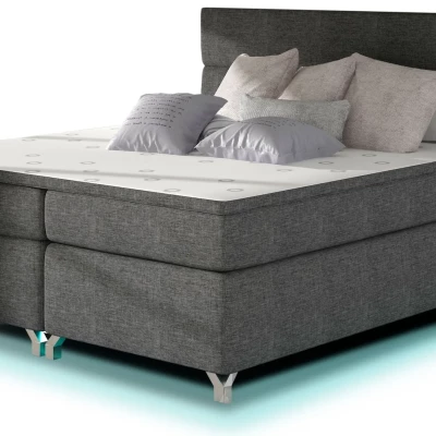 Doppelbett mit Beleuchtung 180x200 ESTORIA - Dunkelgrau