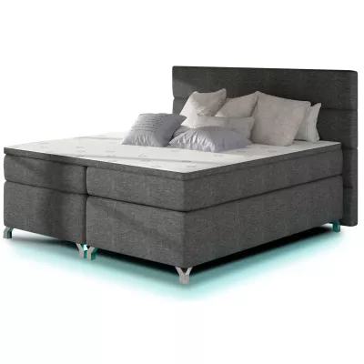 Doppelbett mit Beleuchtung 180x200 ESTORIA - Dunkelgrau