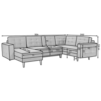 U-förmiges Sofa SASHA – hellgrau