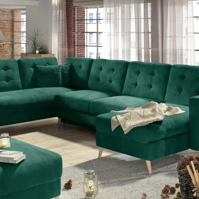 U-förmiges Sofa SASHA – dunkelgrün