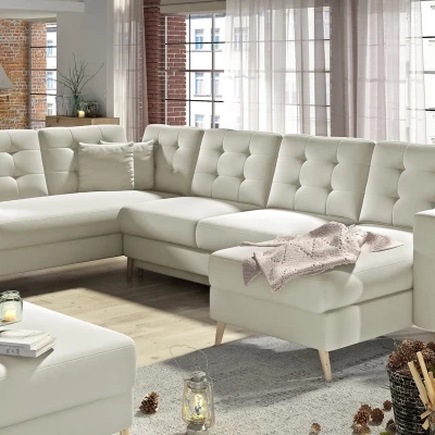 U-förmiges Sofa SASHA – beiges Öko-Leder