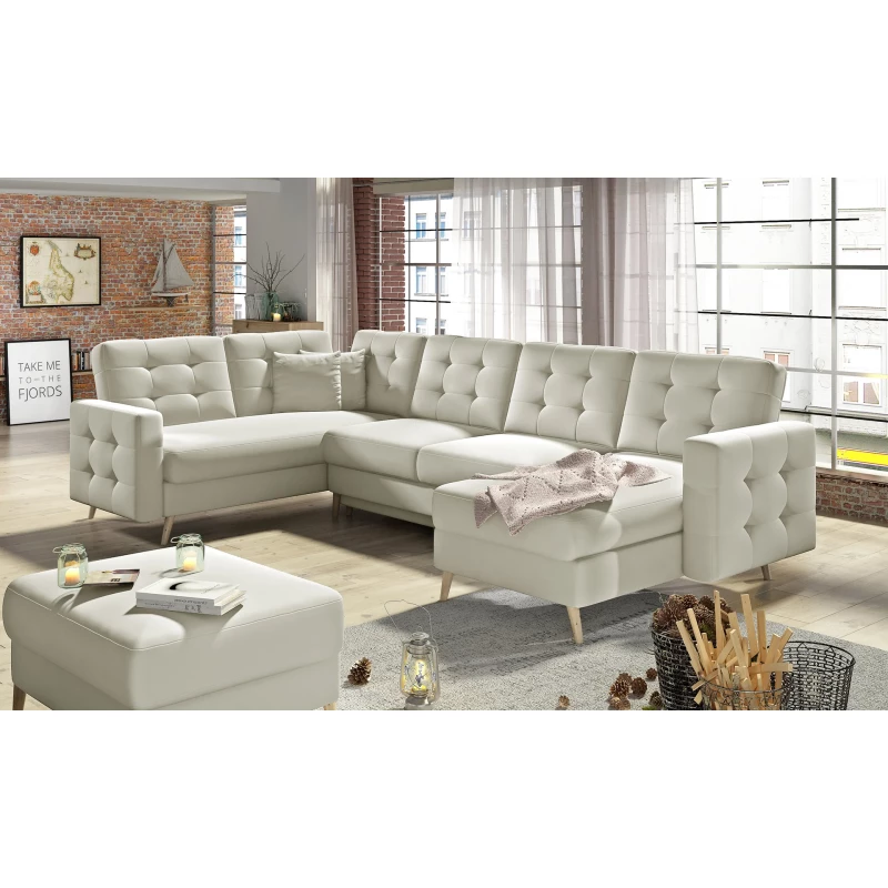 U-förmiges Sofa SASHA – beiges Öko-Leder