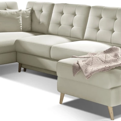 U-förmiges Sofa SASHA – beiges Öko-Leder