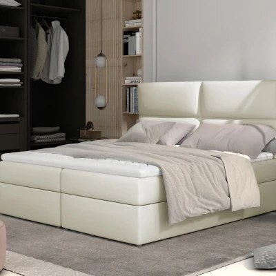 Kontinentales Bett mit Stauraum 180x200 ARLUNE - hellbeige