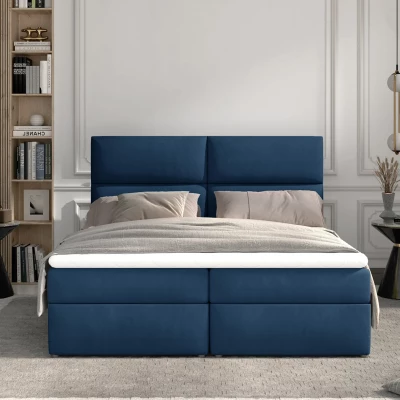 Kontinentales Bett mit Stauraum 180x200 ARLUNE - Dunkelblau