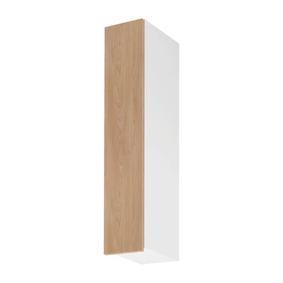 Hoher Küchenoberschrank SALERNO – Breite 20 cm, weiß/Eiche, linke Ausführung
