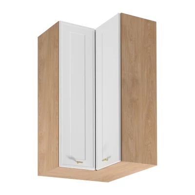 Hoher Eck-Oberschrank SALERNO - 60x60 cm, Eiche/Weiß