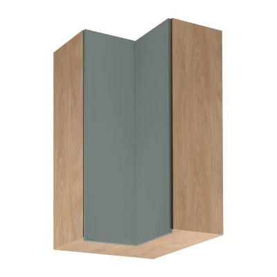 Hoher Eckschrank SALERNO - 60x60 cm, Eiche/Grün