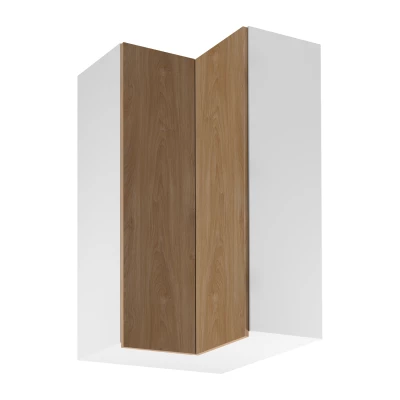 Hoher Eck-Oberschrank SALERNO – 60 x 60 cm, weiß/Eiche