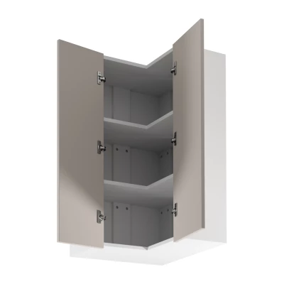 Hoher Eck-Oberschrank SALERNO - 60x60 cm, weiß/beige